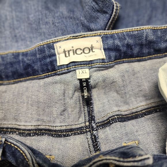 TRICOT sz 1X JEANS destroyed stretch fray - Picture 8 of 9